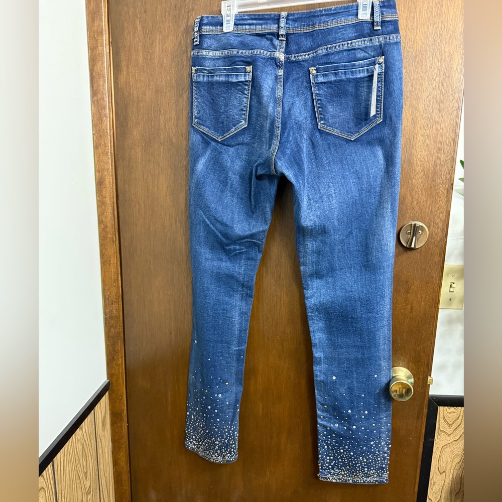 Blue Embellished Women's Jeans 10 - Picture 8 of 13